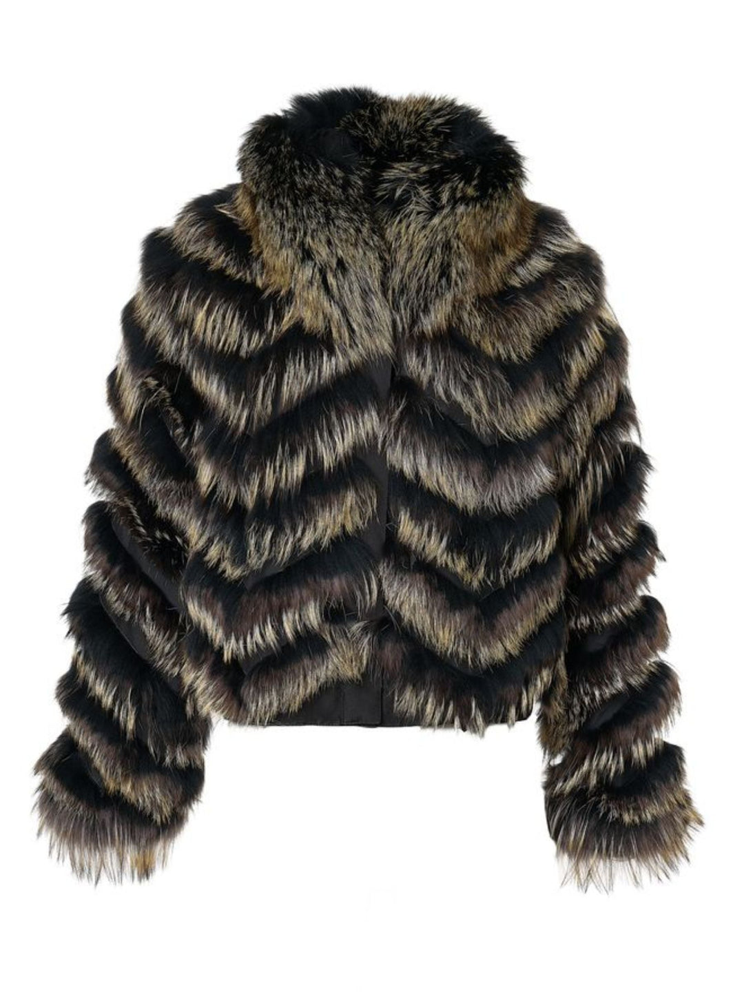 Reversible Silk to Fox Jacket in Black Gold Bleach