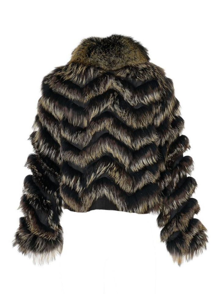 Reversible Silk to Fox Jacket in Black Gold Bleach