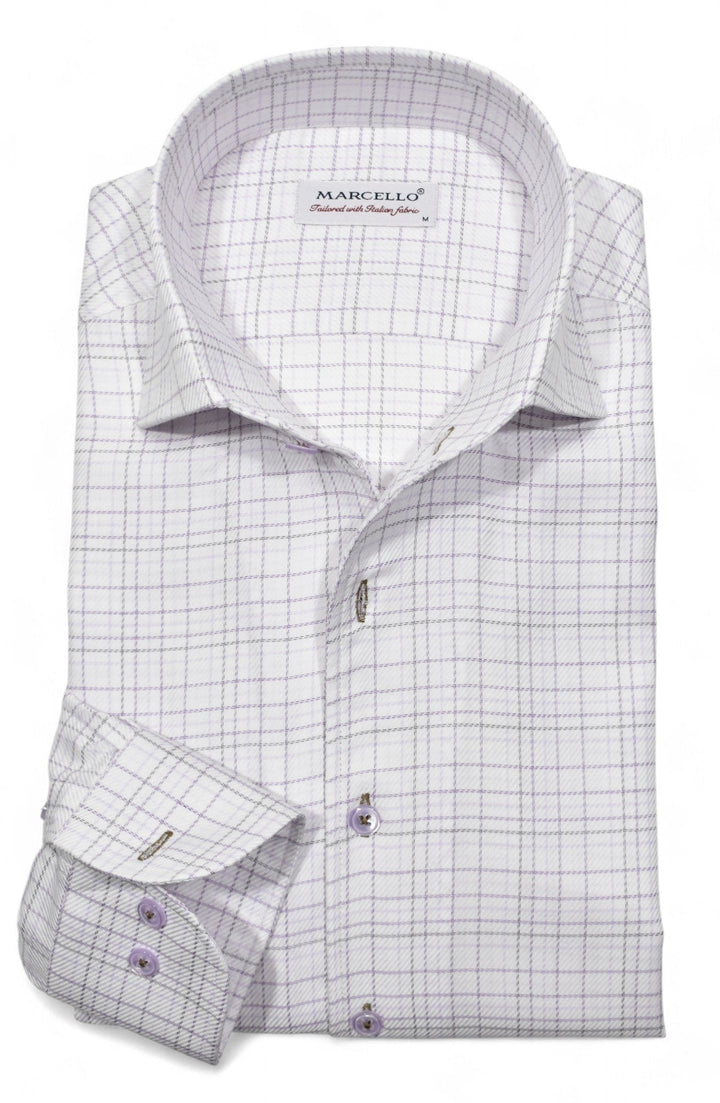 Pair the perfected Marcello one piece collar with yarn dyed woven fabric to create the ultimate updated traditional sport shirt