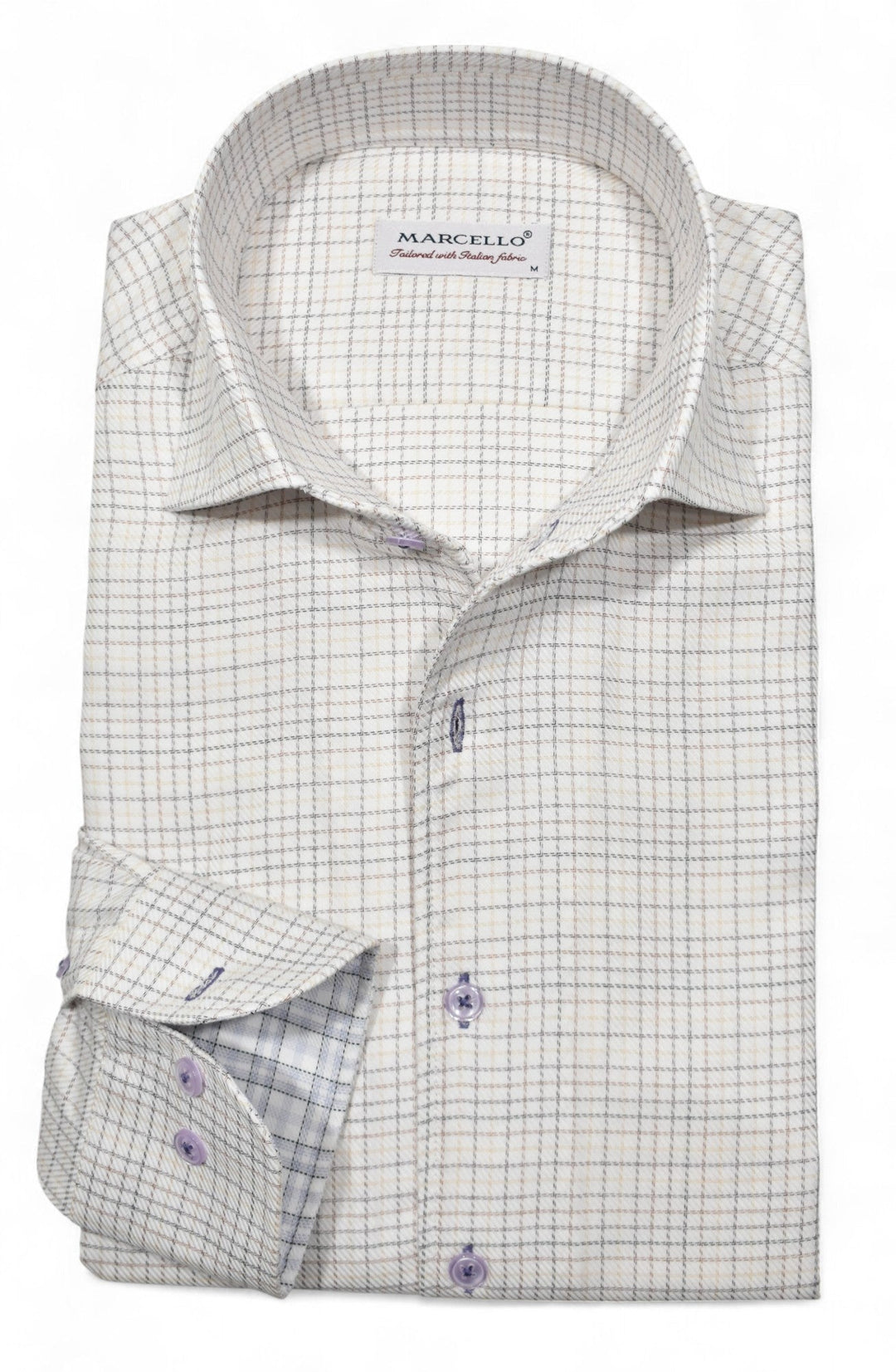 Marcello tan plaid shirt.