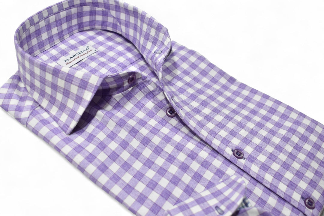 Marcello plum check shirt.