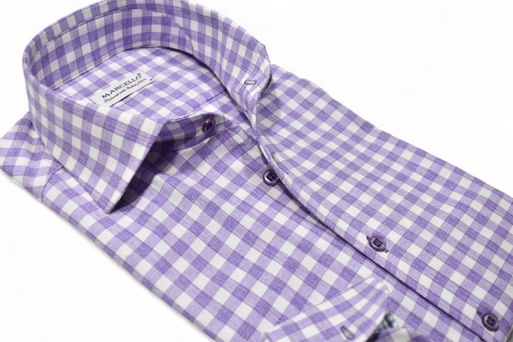 Marcello plum check shirt.