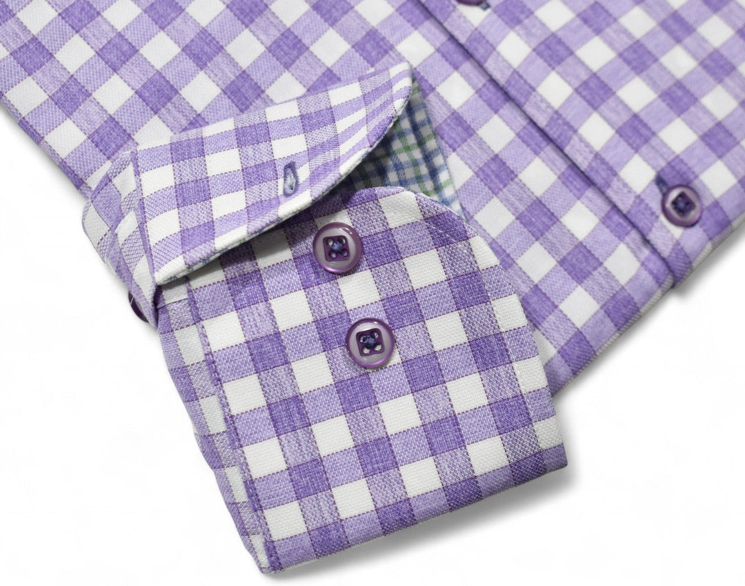 Marcello plum check shirt.