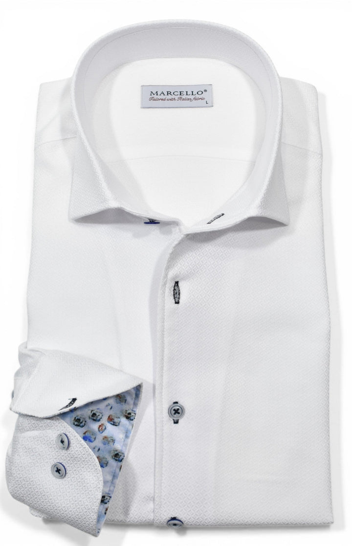Marcello white tonal diamond shirt.