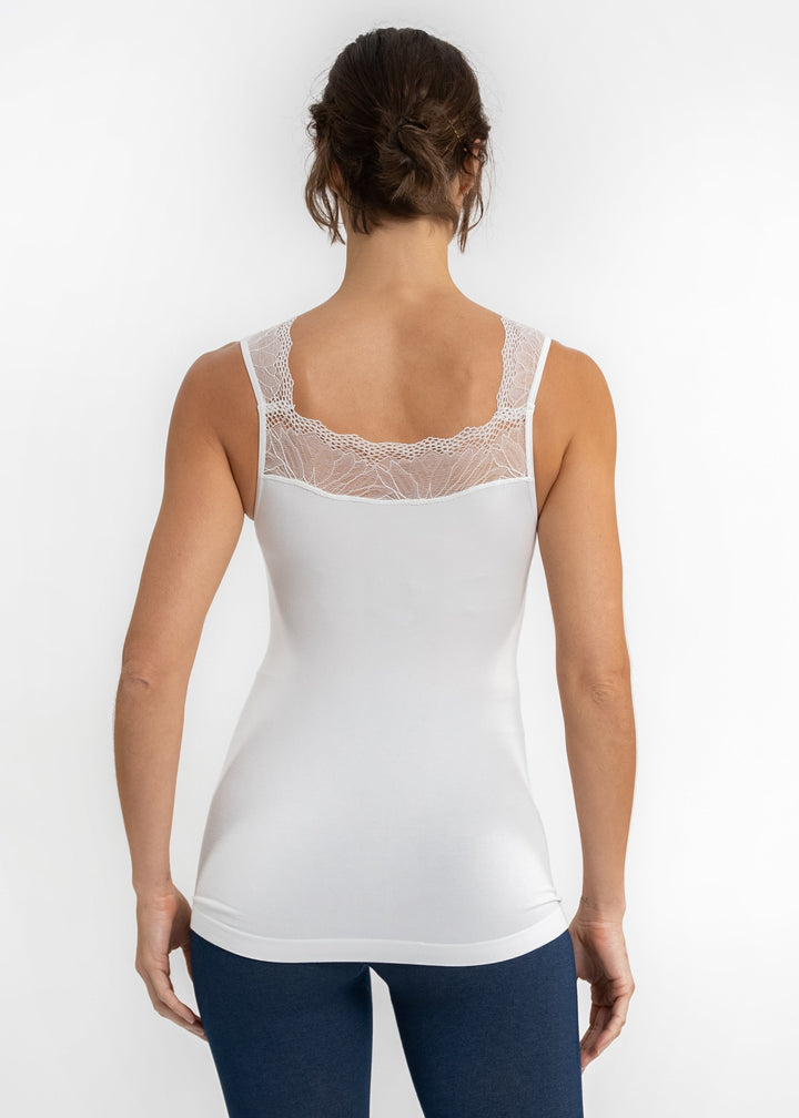 Lace Inset Top - White