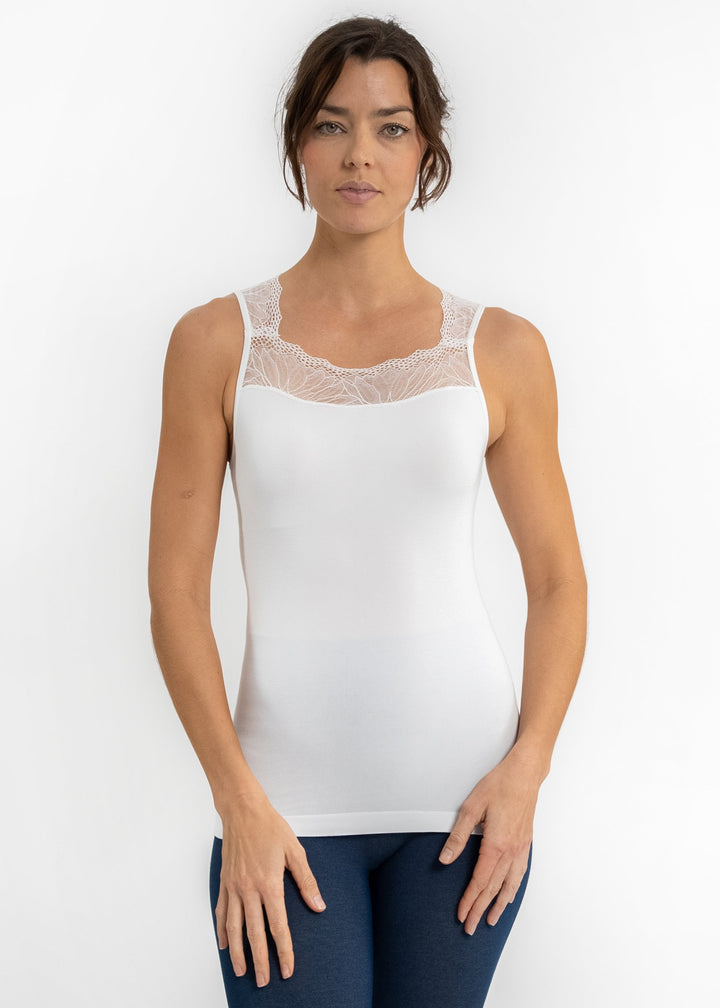 Lace Inset Top - White