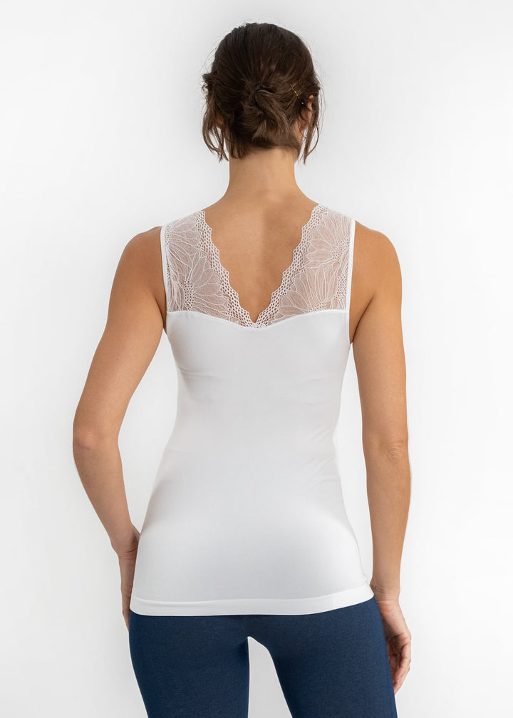 Lace Inset Top - White