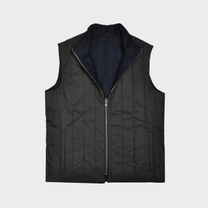 Reversible Wool & Puffer Gilet In Navy & Brown