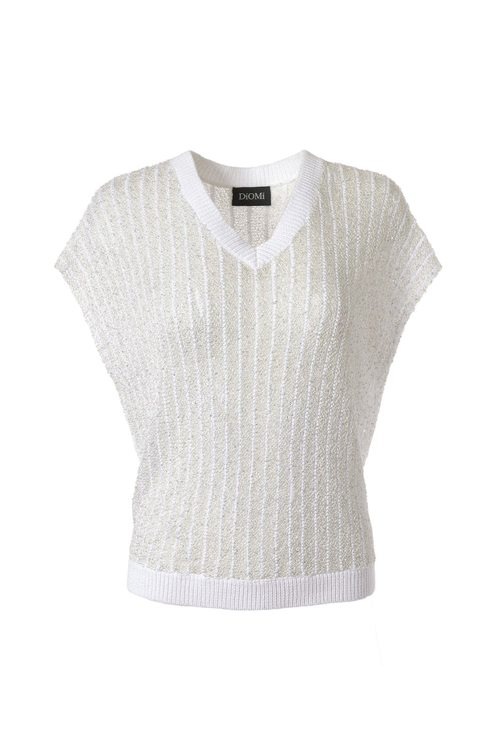 Open Knit Crochet V Neck Vest in White – Elevated Elegance