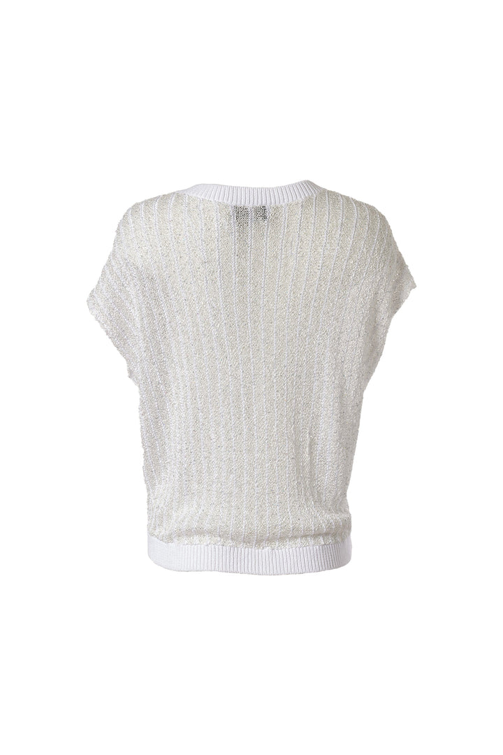 Open Knit Crochet V Neck Vest in White – Elevated Elegance