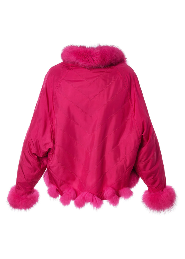 Silk Reversible Double Breasted Bomber In Hot Pink