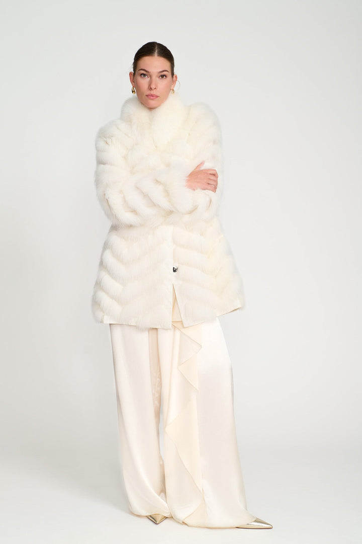 Reversible Silk to Fox ¾ Jacket in Arctic White