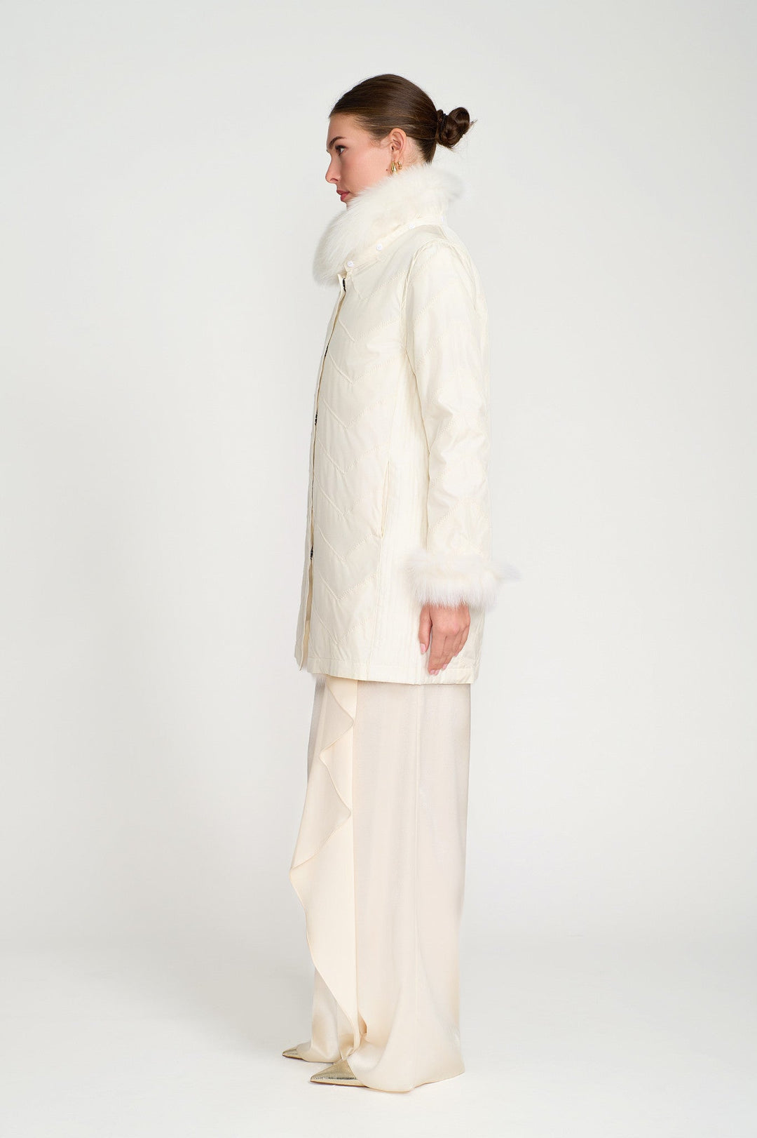 Reversible Silk to Fox ¾ Jacket in Arctic White