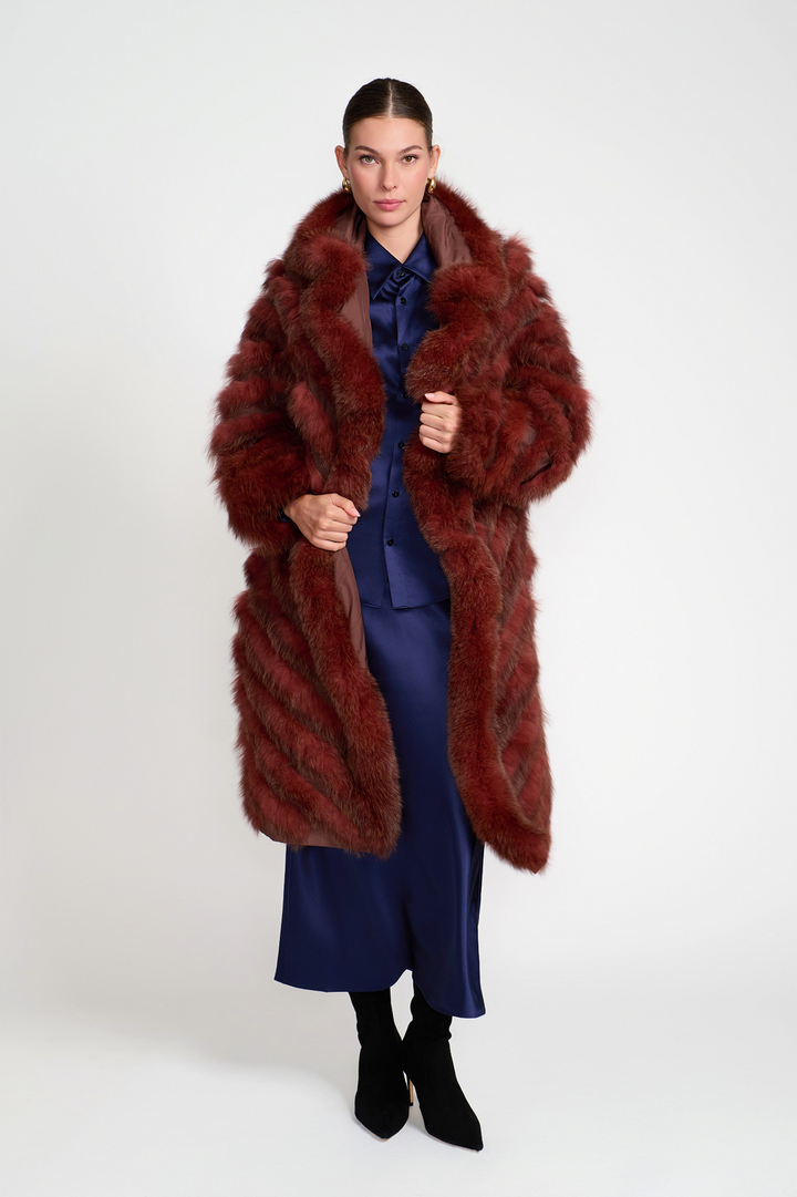 EL Teddy Maxi Reversible Coat Rust