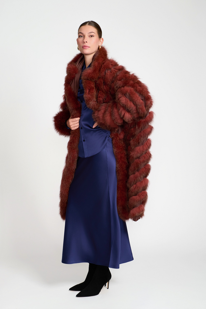EL Teddy Maxi Reversible Coat Rust