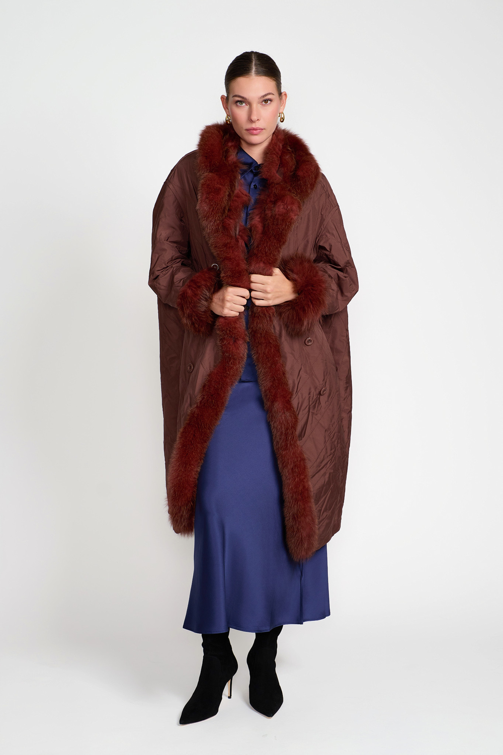 EL Teddy Maxi Reversible Coat Rust