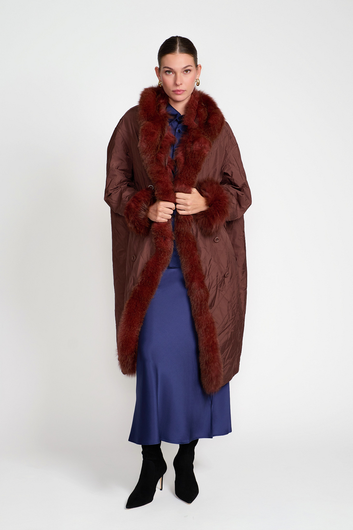 EL Teddy Maxi Reversible Coat Rust