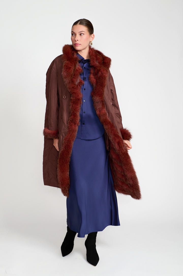 EL Teddy Maxi Reversible Coat Rust