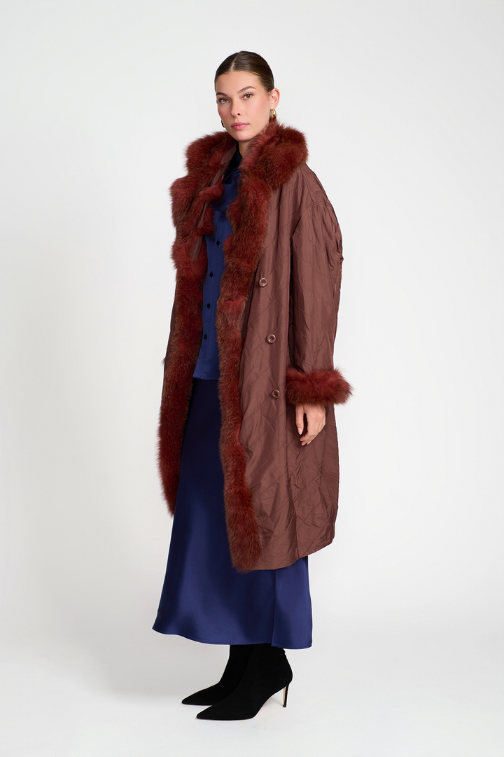 EL Teddy Maxi Reversible Coat Rust