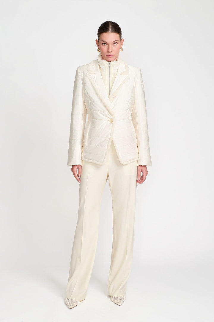 Quilted Nylon Mink Jacket In Ivory