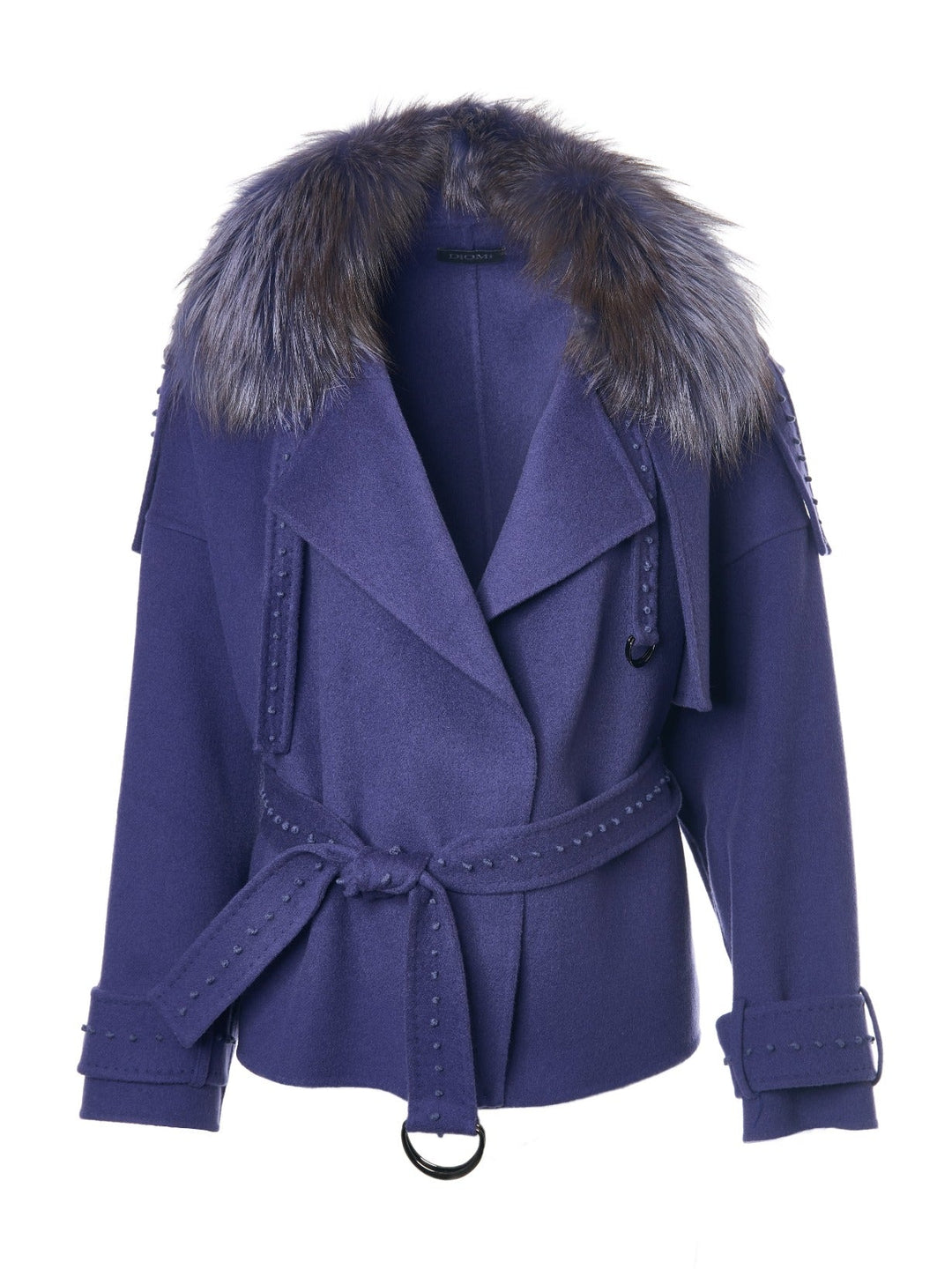 EMBROIDERED SHORT TRENCH IN SPECT BLUE