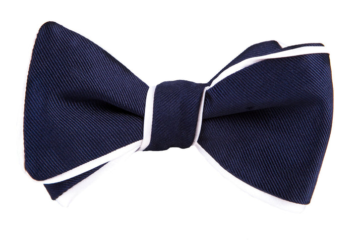 Dion Border Trim self-tie bow tie in light blue silk