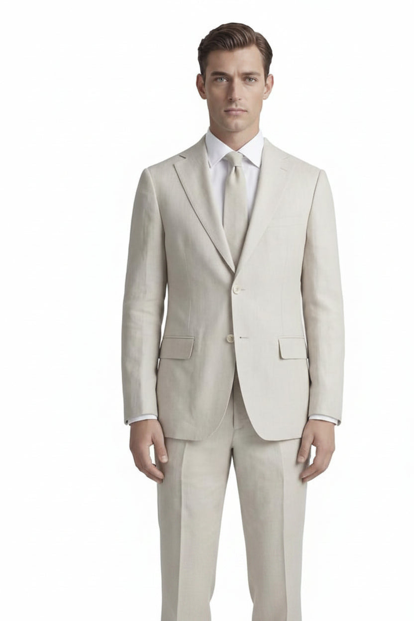 Enzo natural linen suit E58302-7, detail