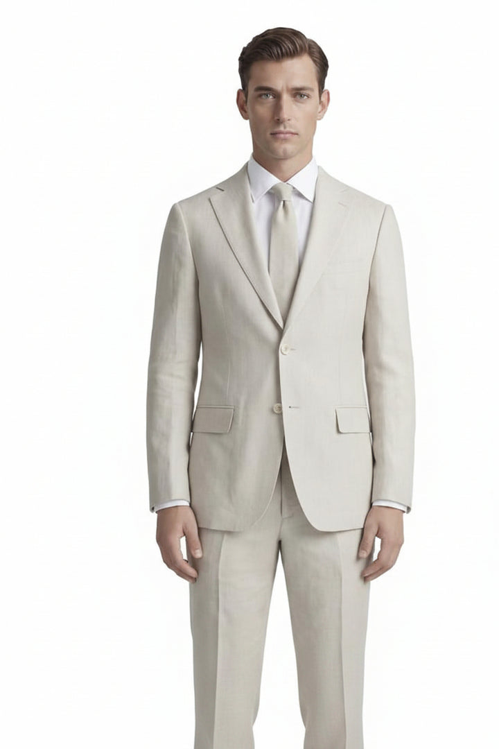 Enzo natural linen suit E58302-7, detail