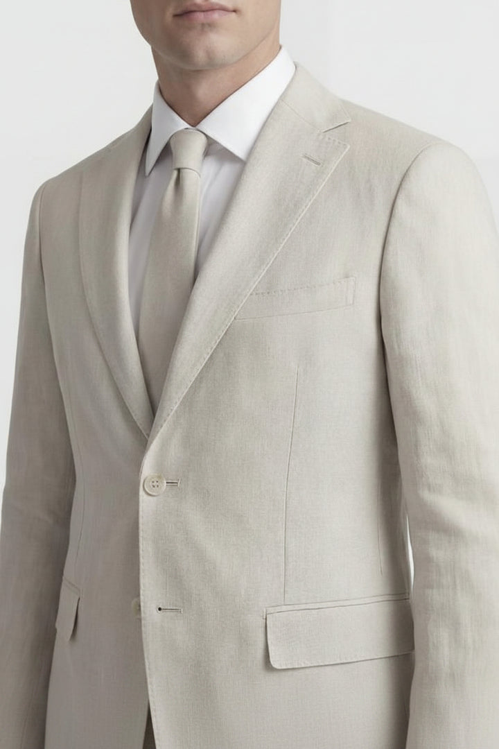 Enzo natural linen suit E58302-7, detail