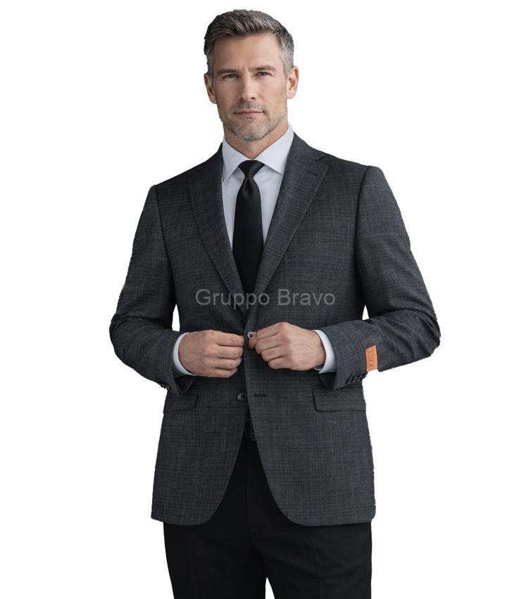 E86042-1-Enzo Wool Jacket-Dark Gray Windowpane