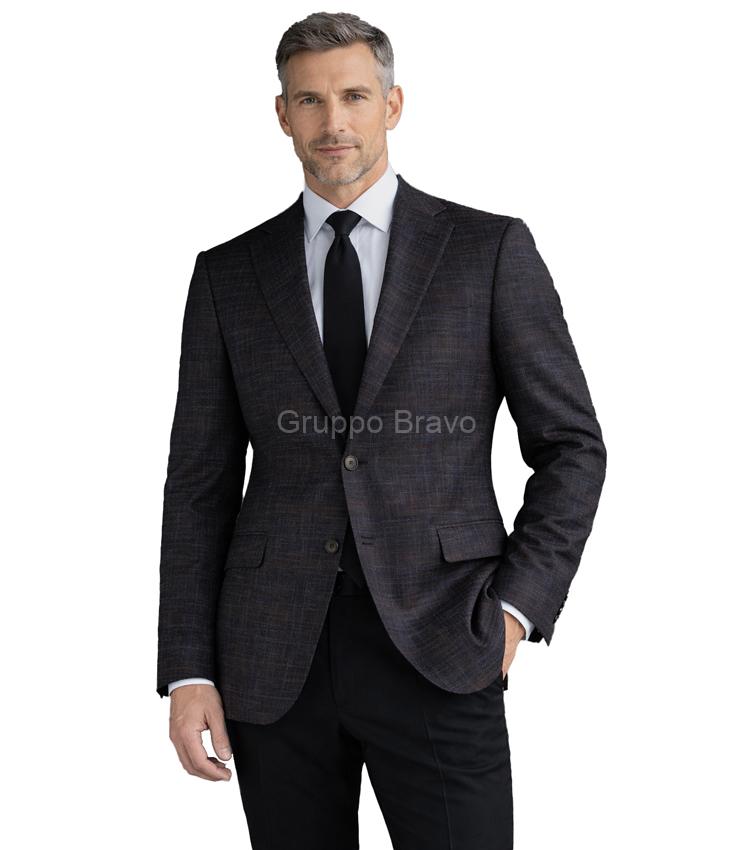 E86043-1-Enzo Wool Jacket-Gray Brown Textured