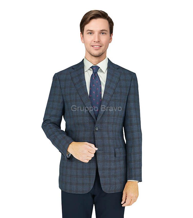 E88024-2-Enzo Wool Jacket-Blue Burgundy Windowpane