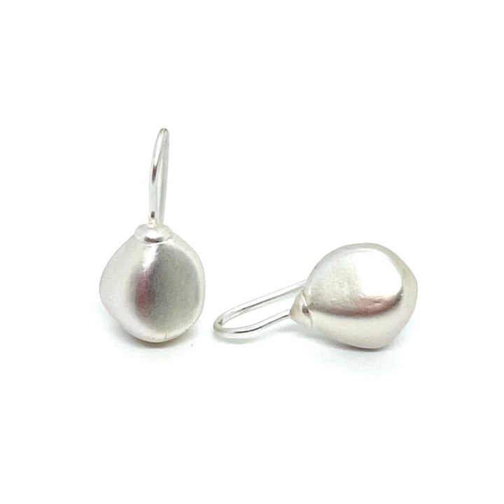 Matte Silver Pebble Bead Earrings