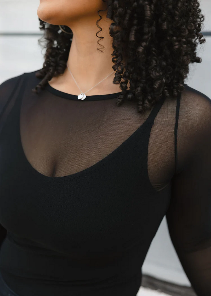 Elietian Sheer Mesh Long Sleeve Top