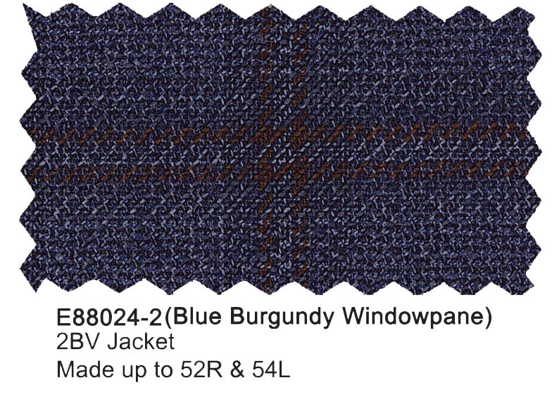 E88024-2-Enzo Wool Jacket-Blue Burgundy Windowpane