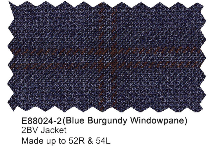 E88024-2-Enzo Wool Jacket-Blue Burgundy Windowpane