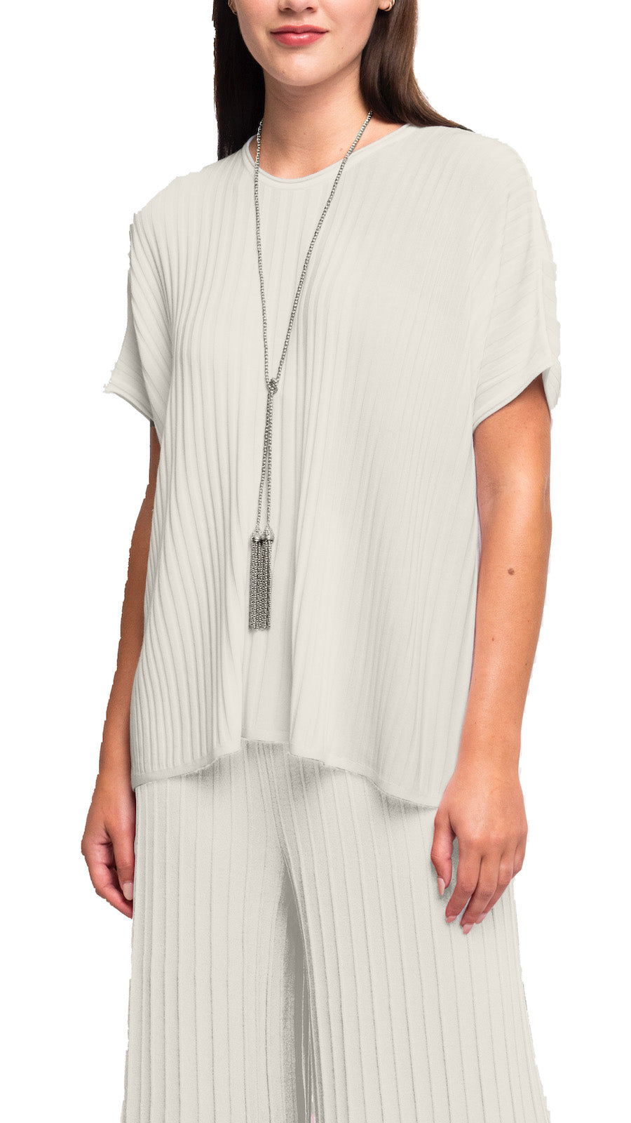 Erika Loose-Fitting Wide Rib Knit Drop Shoulder Top; Beige – Morneault ...