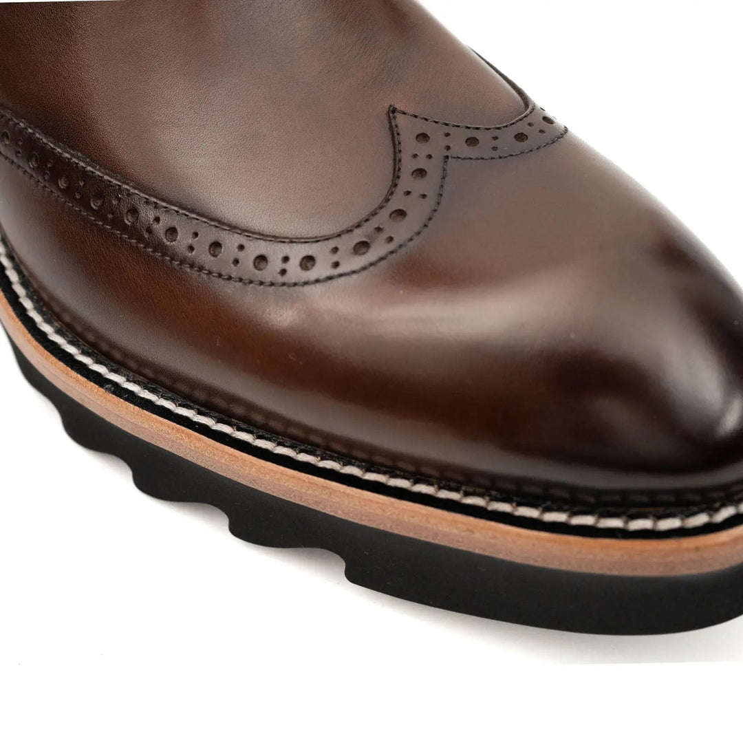Espresso Brogue Lug Sole Chelsea