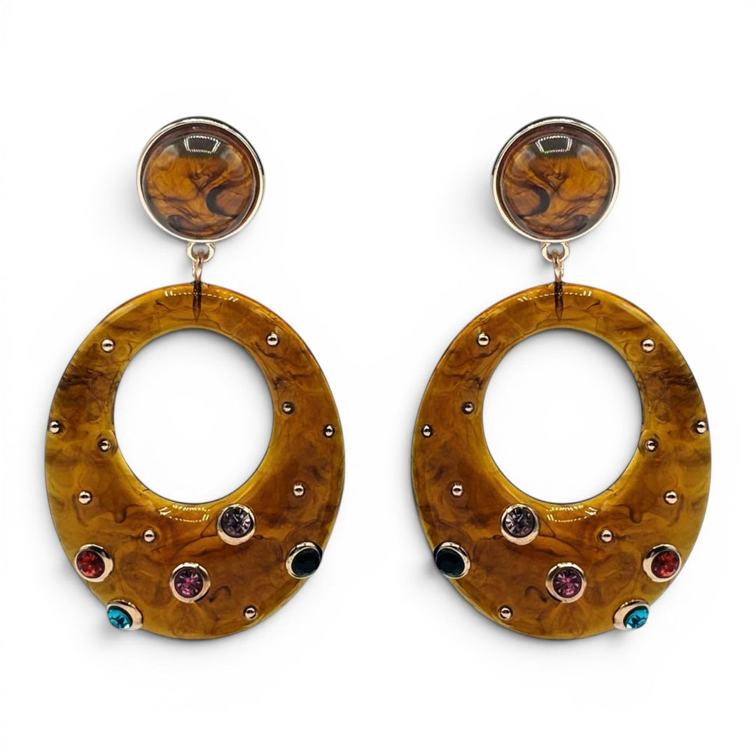 Estelle Studded Tortoise Resin Large Hoop Earrings