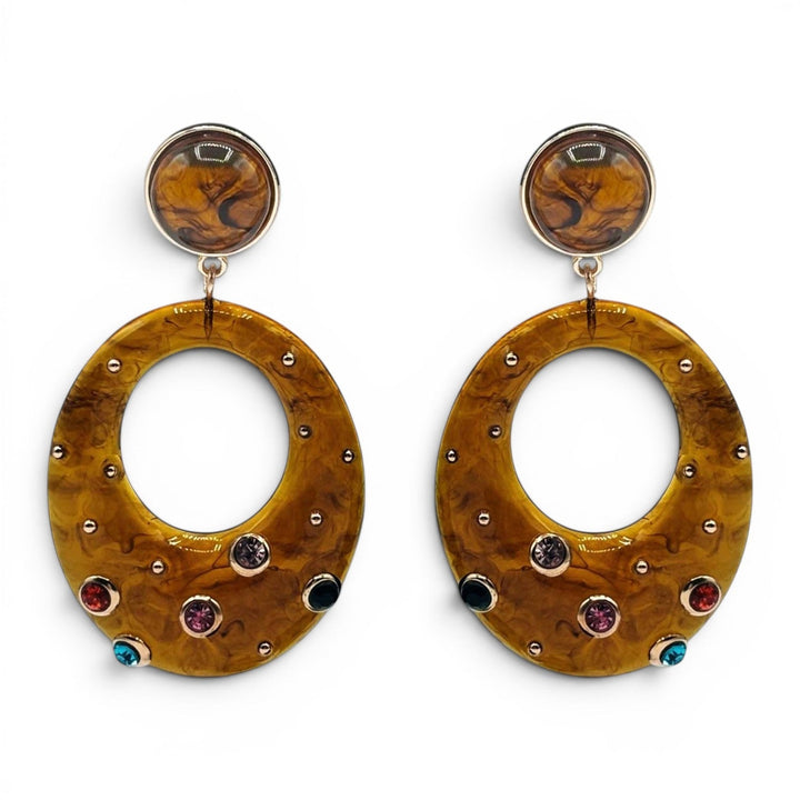 Estelle Studded Tortoise Resin Large Hoop Earrings