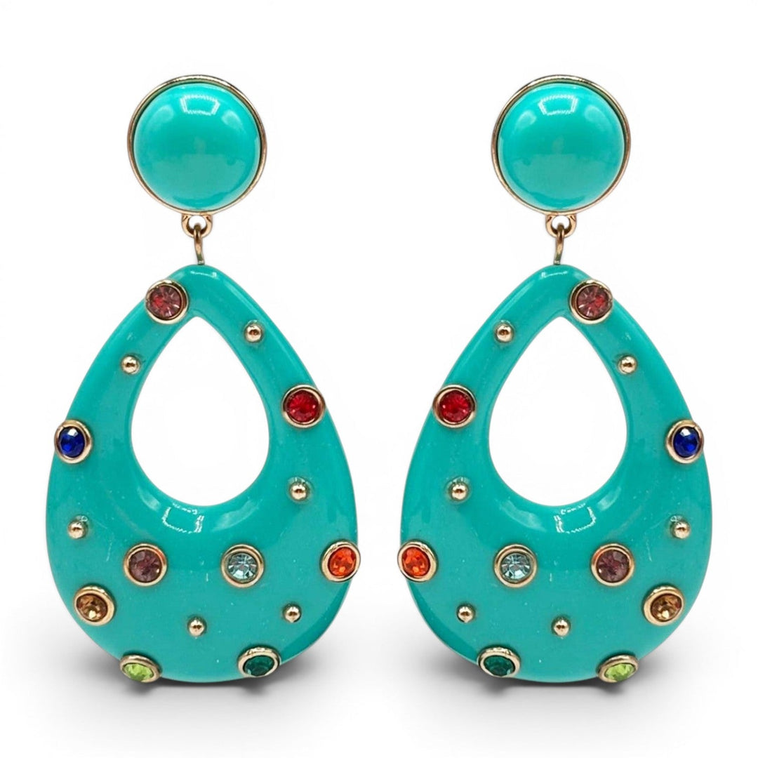 Estelle Studded Turquoise Resin Large Hoop Earrings