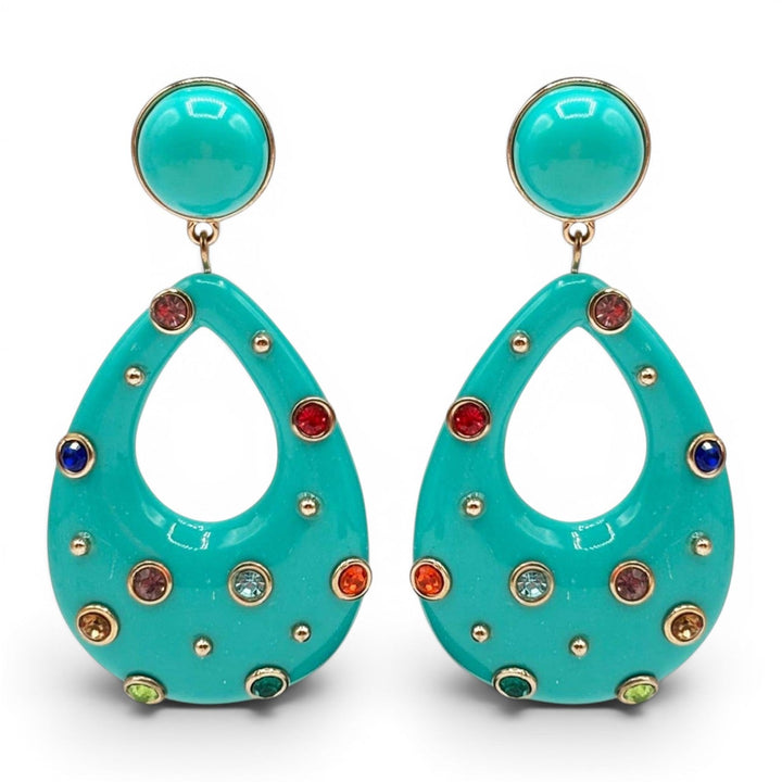 Estelle Studded Turquoise Resin Large Hoop Earrings