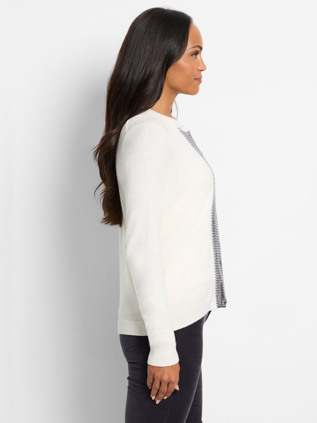 Sequin Trimmed Cardigan - Cream