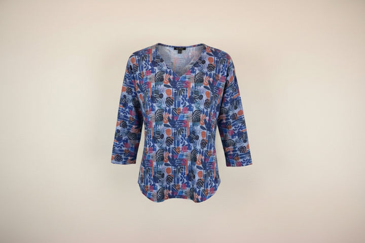 Periwinkle Floral Vee Top