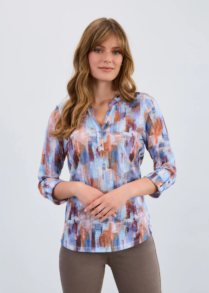 3/4 Sleeve Henley Top