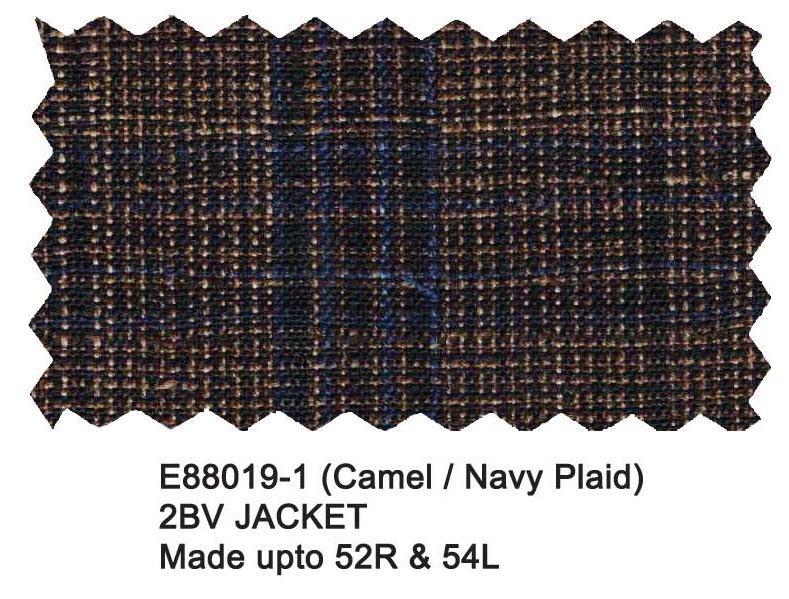 E88019-1-Enzo Wool Jacket-Navy/Camel Plaid