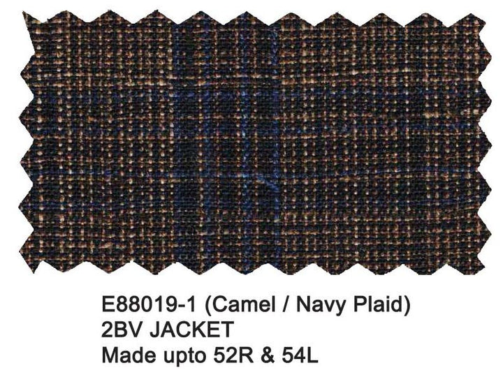 E88019-1-Enzo Wool Jacket-Navy/Camel Plaid