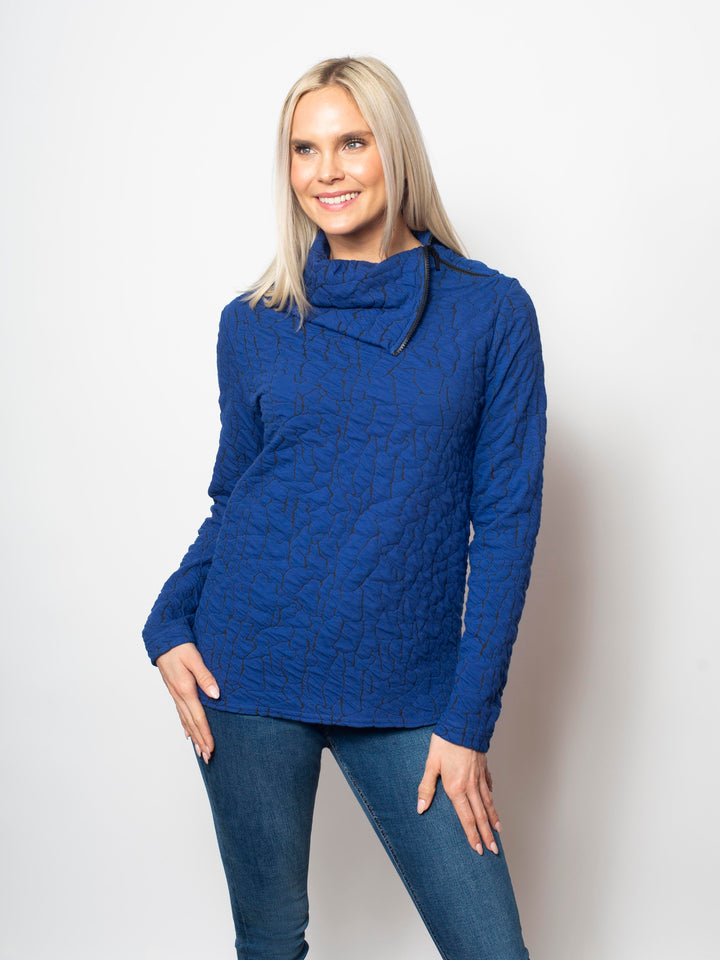 Asymmetrical Zip Cowl Neck Sweater