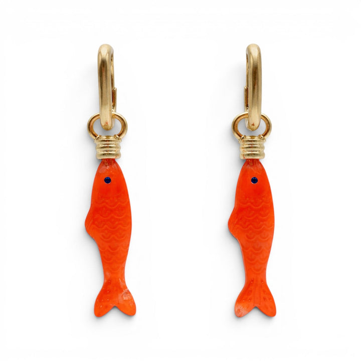 Fish Orange Resin Drop Earrings