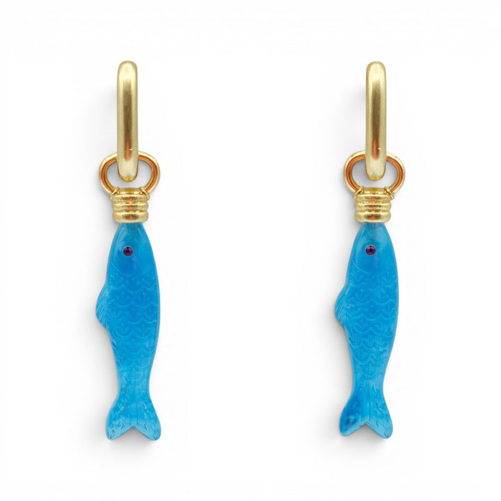 Fish Turquoise Blue Resin Drop Earrings